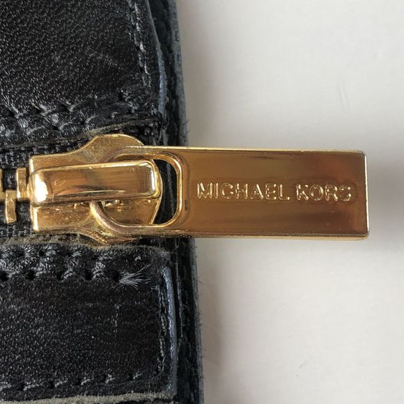 MICHAEL KORS Tall Fulton Black Brown Leather Harness Knee High Boots Women 6.5M - Picture 13 of 16